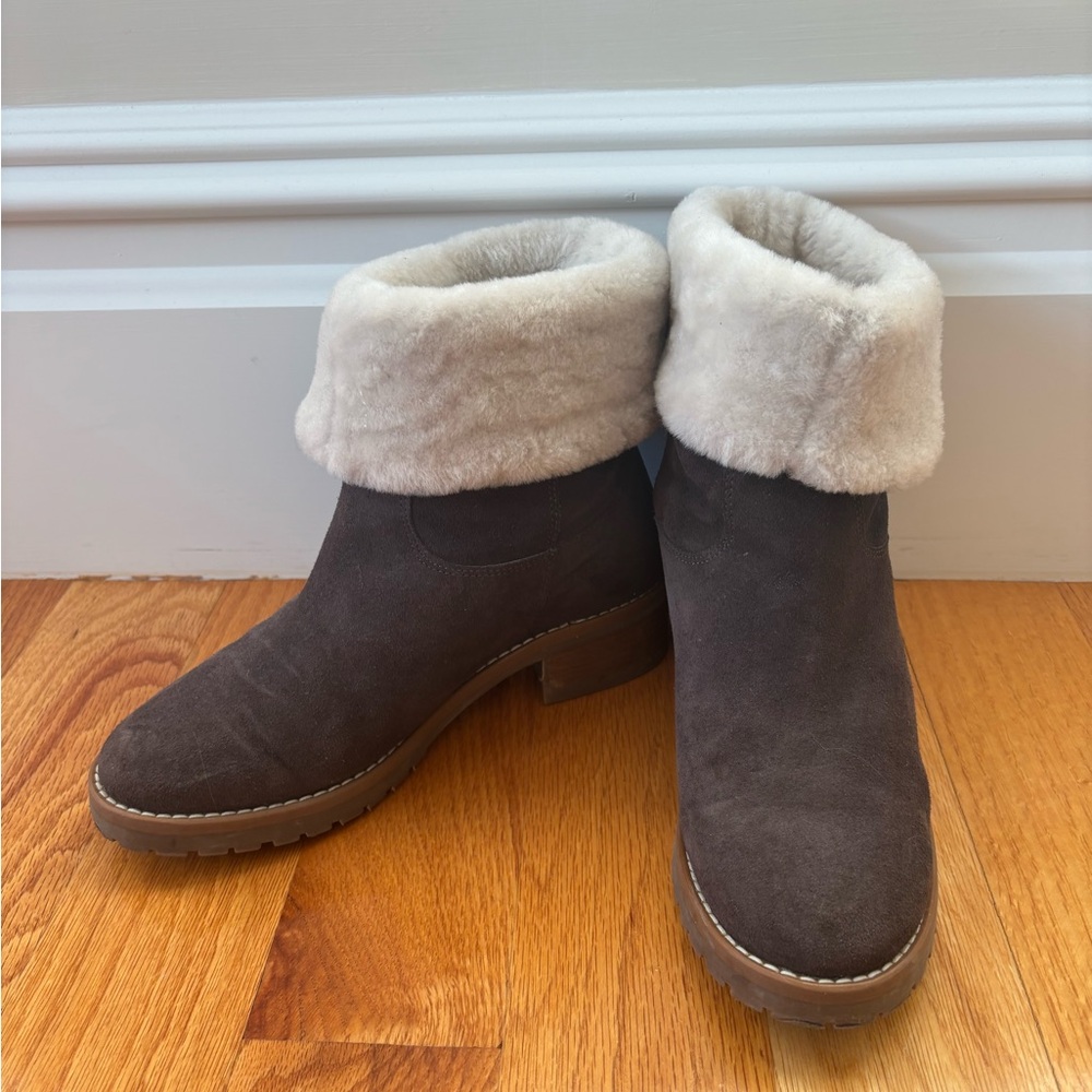 Boden Cumbria Suede Shearling Booties